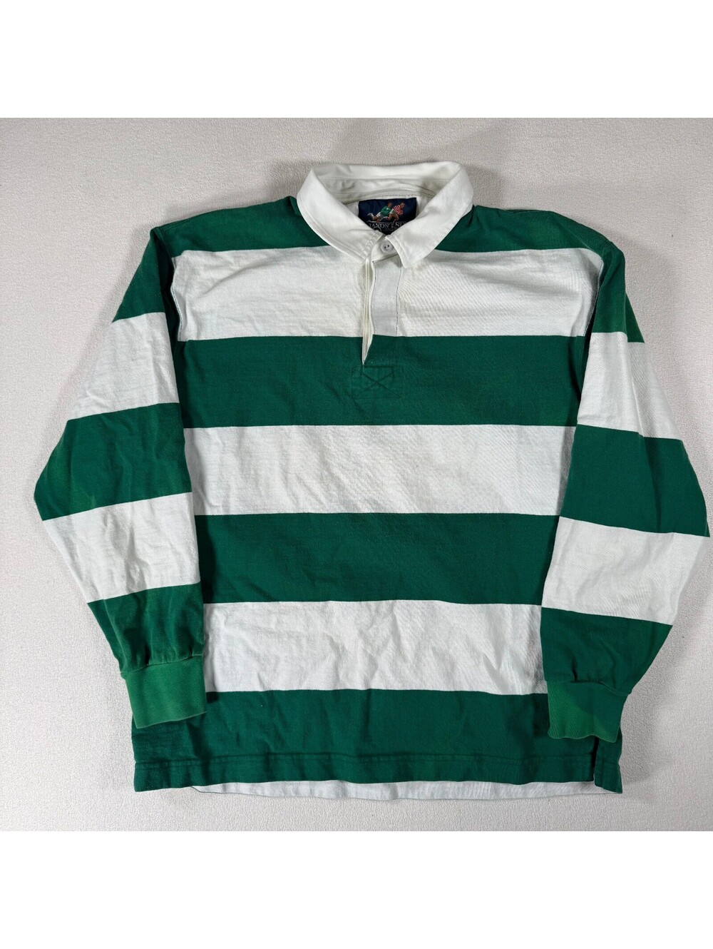 Vintage Land's End Striped Heavy Weight Rugby Shirt SZ L